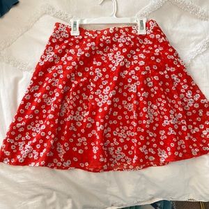 Banana Republic Red Floral Skirt